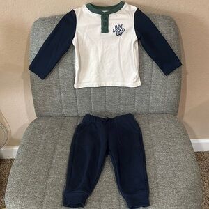 Kids Navy and White Long Sleeve Matching Set
